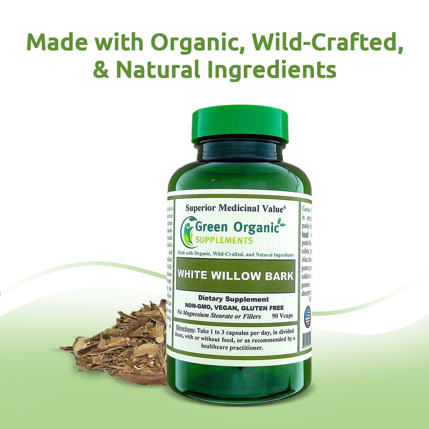 White Willow Bark Capsules 90 Caps, 710Mg - Green Organic Supplements