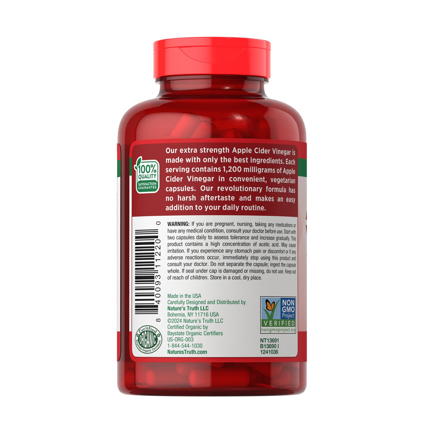 Apple Cider Vinegar 1200 Mg., 180 Capsules