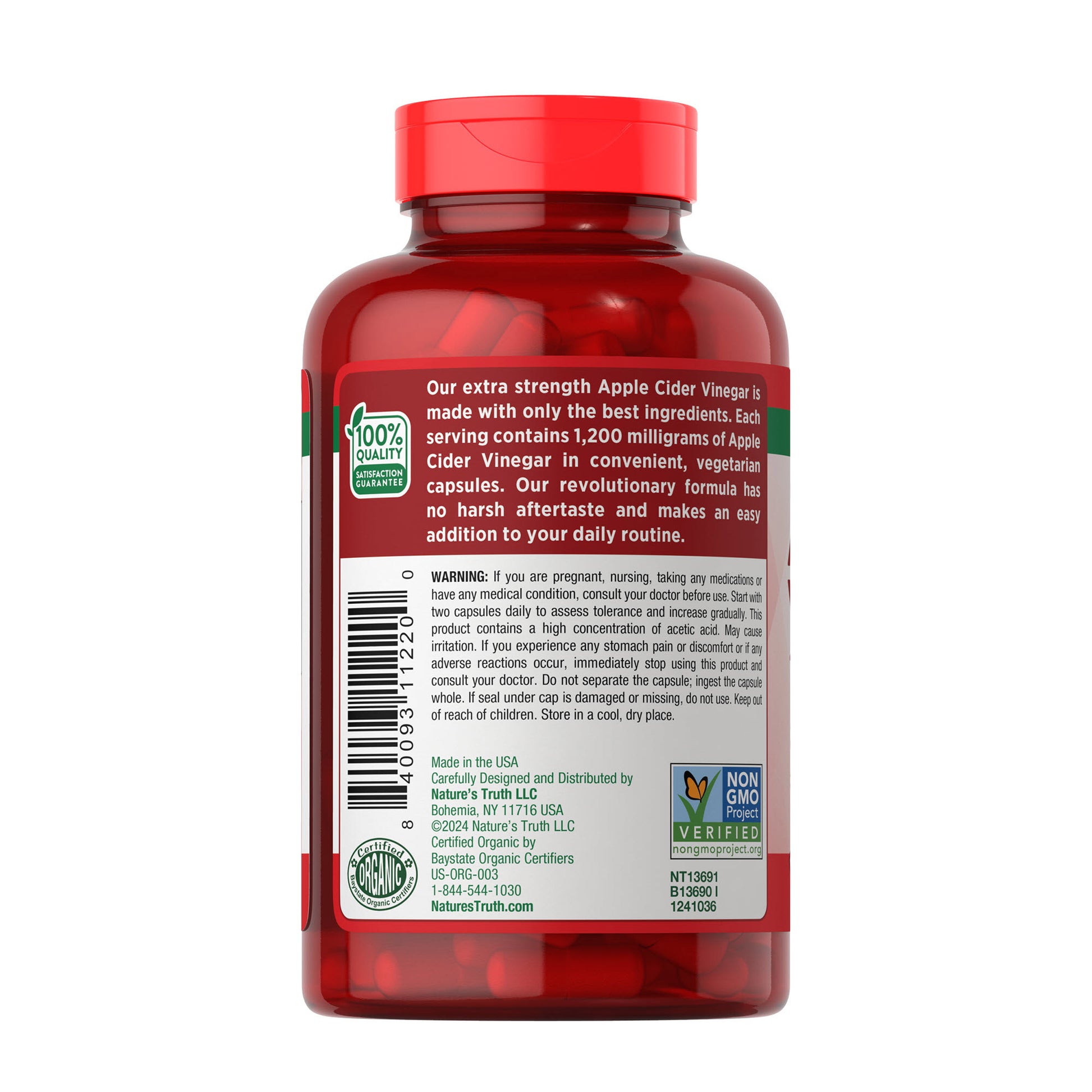 Apple Cider Vinegar 1200 Mg., 180 Capsules