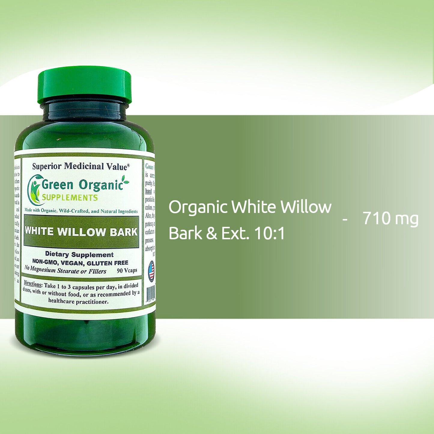 White Willow Bark Capsules 90 Caps, 710Mg - Green Organic Supplements