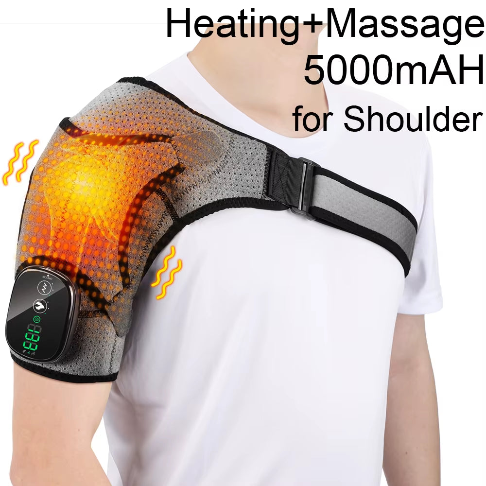 Electric Heating Shoulder Massage Brace Belt Thermal Vibrator Shoulder Temperature Massage Support Pad