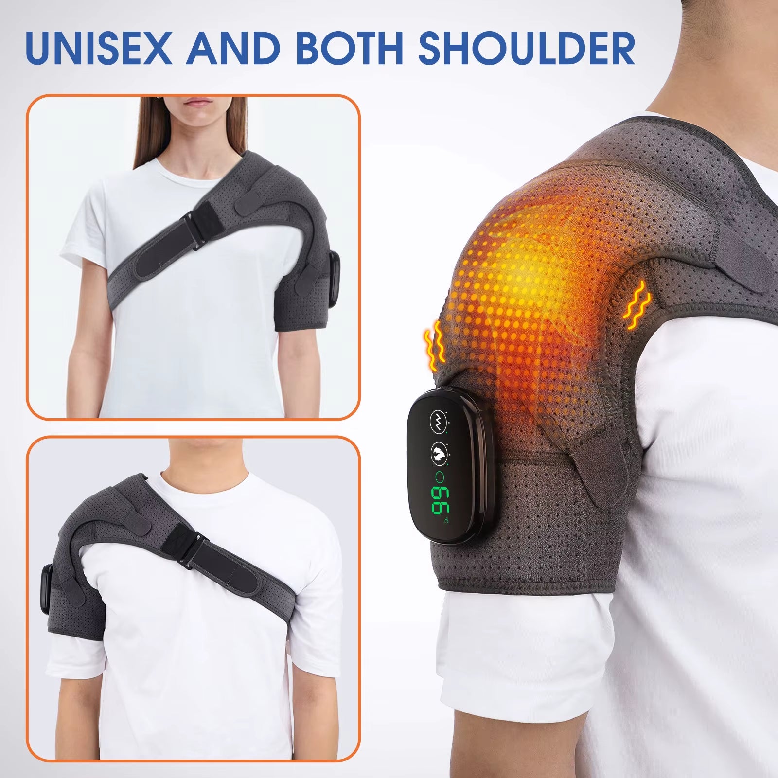 Electric Heating Shoulder Massage Brace Belt Thermal Vibrator Shoulder Temperature Massage Support Pad