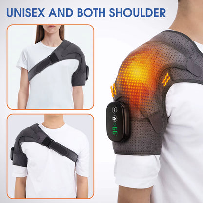 Electric Heating Shoulder Massage Brace Belt Thermal Vibrator Shoulder Temperature Massage Support Pad