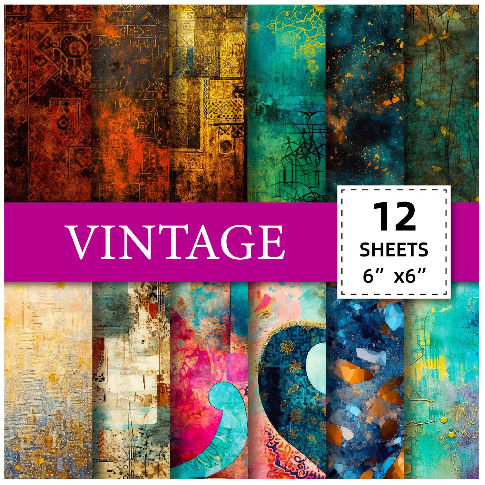 12 Sheet Scrapbooking Paper 15X15Cm, Christmas Journal Planner Paper Pad Cardstock Backgrounds Card for DIY Art Craft Decoration