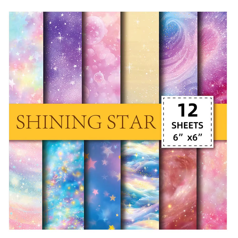 12 Sheet Scrapbooking Paper 15X15Cm, Christmas Journal Planner Paper Pad Cardstock Backgrounds Card for DIY Art Craft Decoration