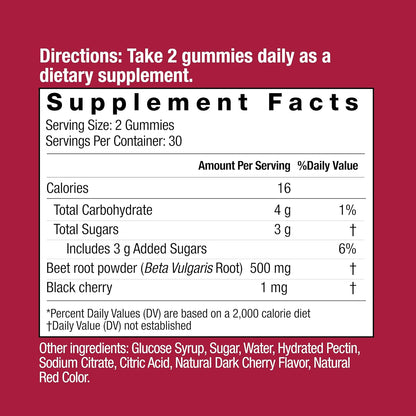 Bountiful Beets Gummies, Circulation Superfood, Promotes Energy and Endurance, Nitric Oxide Booster, 30 Servings, White, 60 Count