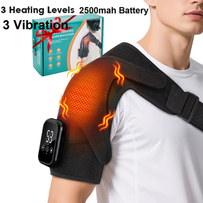 Electric Heating Shoulder Massage Brace Belt Thermal Vibrator Shoulder Temperature Massage Support Pad