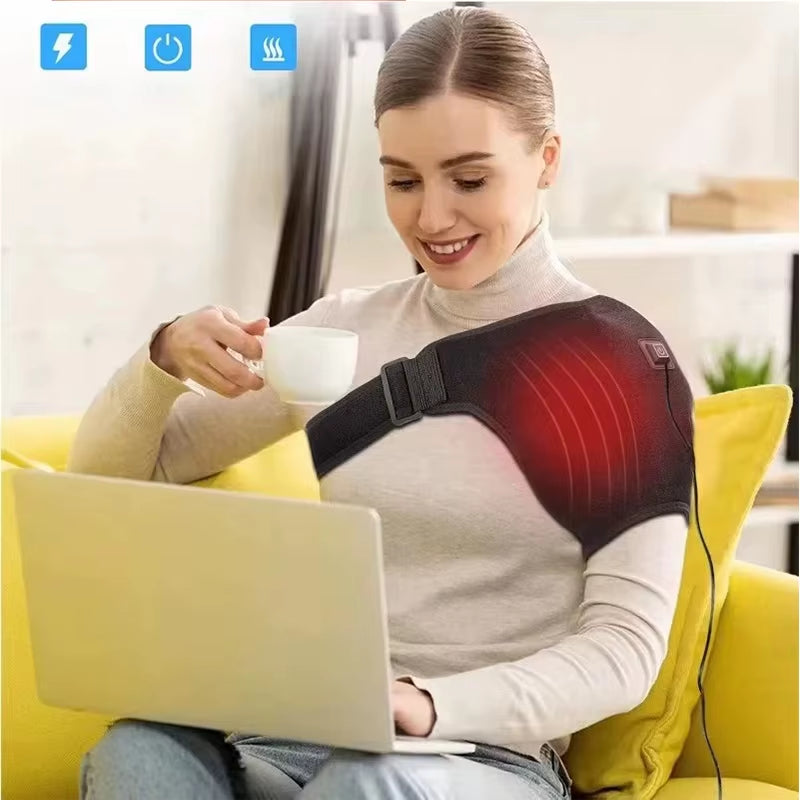 USB Electric Shoulder Brace Amr Pad 3 Gear Heated Massage Shoulder Support Massage Belt Gifts Health Care Keep Warm