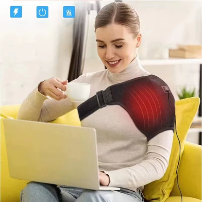 USB Electric Shoulder Brace Amr Pad 3 Gear Heated Massage Shoulder Support Massage Belt Gifts Health Care Keep Warm