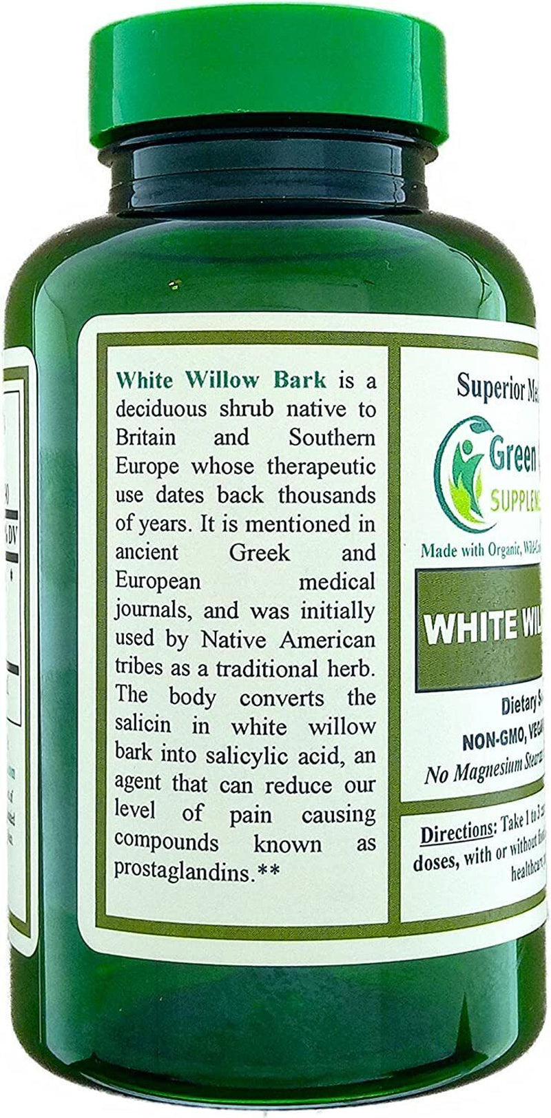 White Willow Bark Capsules 90 Caps, 710Mg - Green Organic Supplements