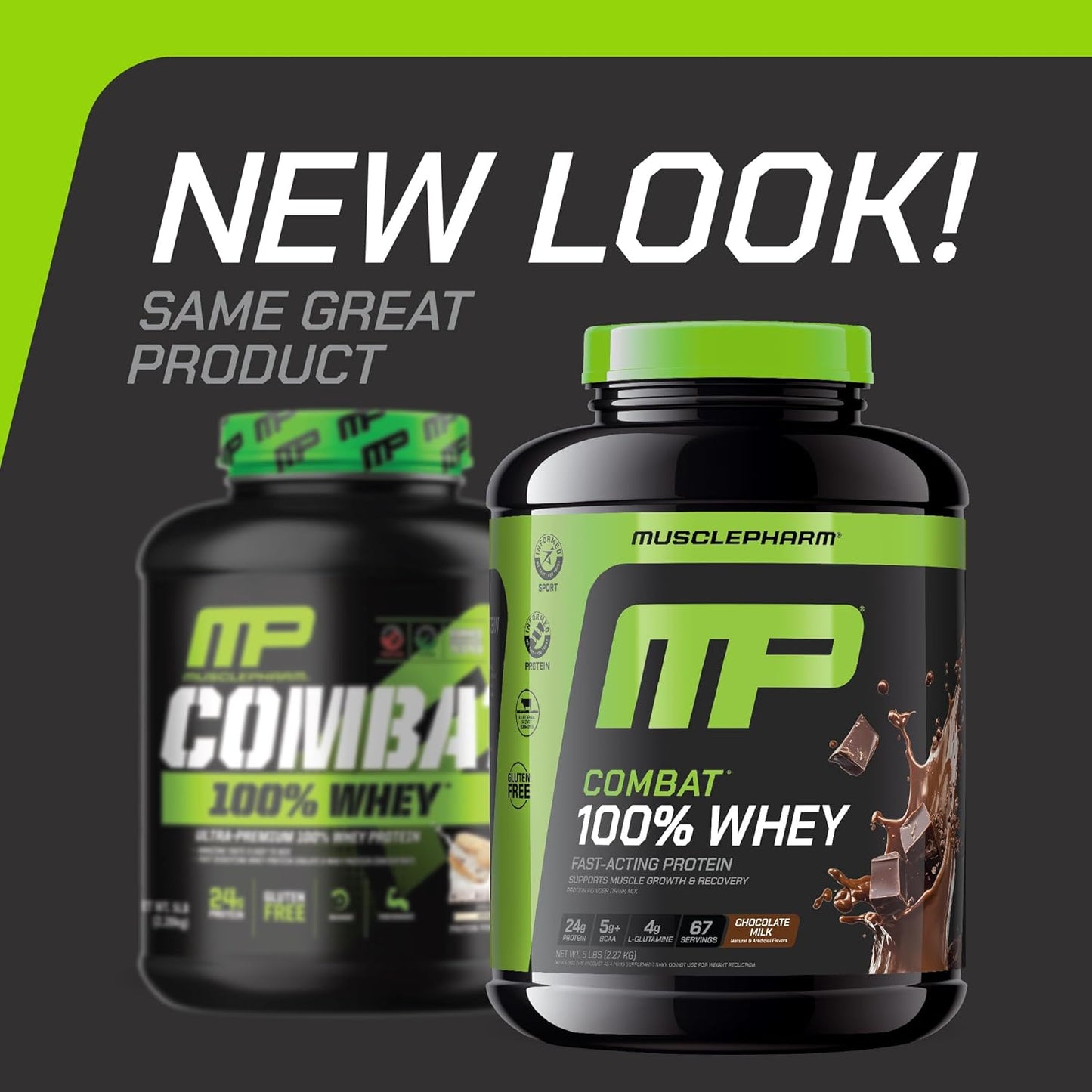 Combat 100% Whey Protein Powder, Chocolate Milk, Fast Recovery & Muscle Gain with Whey Protein Isolate, High Protein Powder for Women & Men, Gluten Free, 5 Lb, 70 Servings