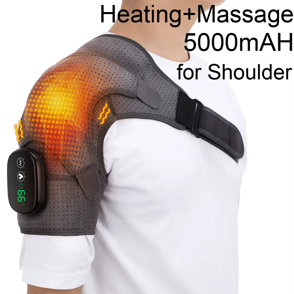 Electric Heating Shoulder Massage Brace Belt Thermal Vibrator Shoulder Temperature Massage Support Pad